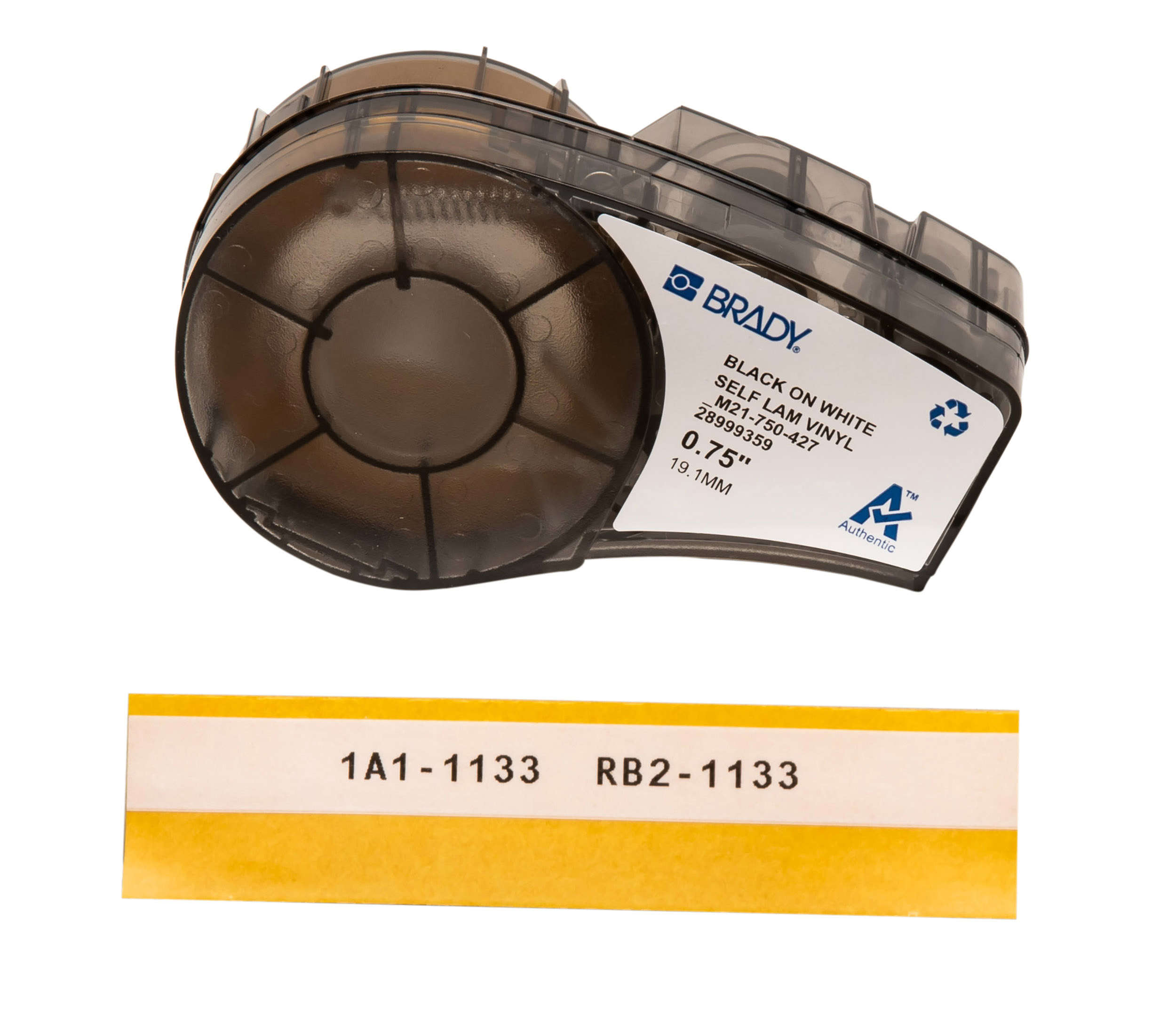 Brady Black on White, Transparent Label Printer Tape, 4.26 m Length, 19.05 mm Width, 19.05 mm Label Length, 19.05 mm