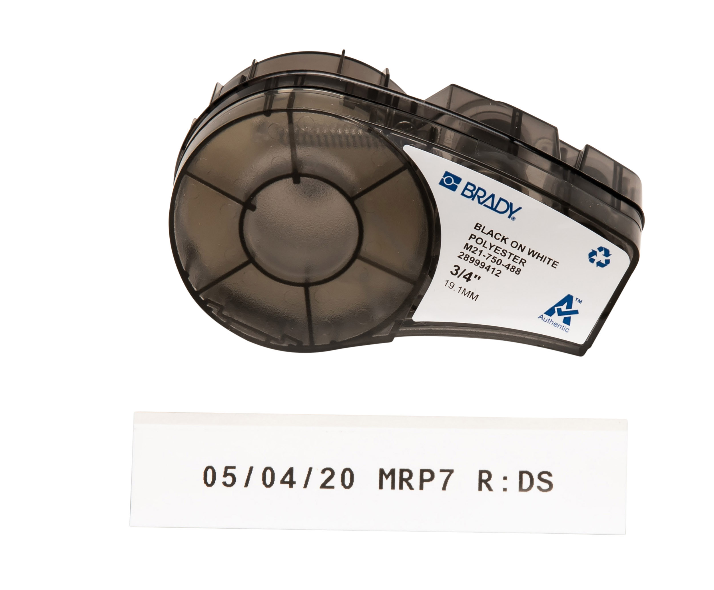 Brady Black on Black, White Label Printer Tape, 6.4 m Length, 19.05 mm Width, 19.05 mm Label Length, 19.05 mm Label