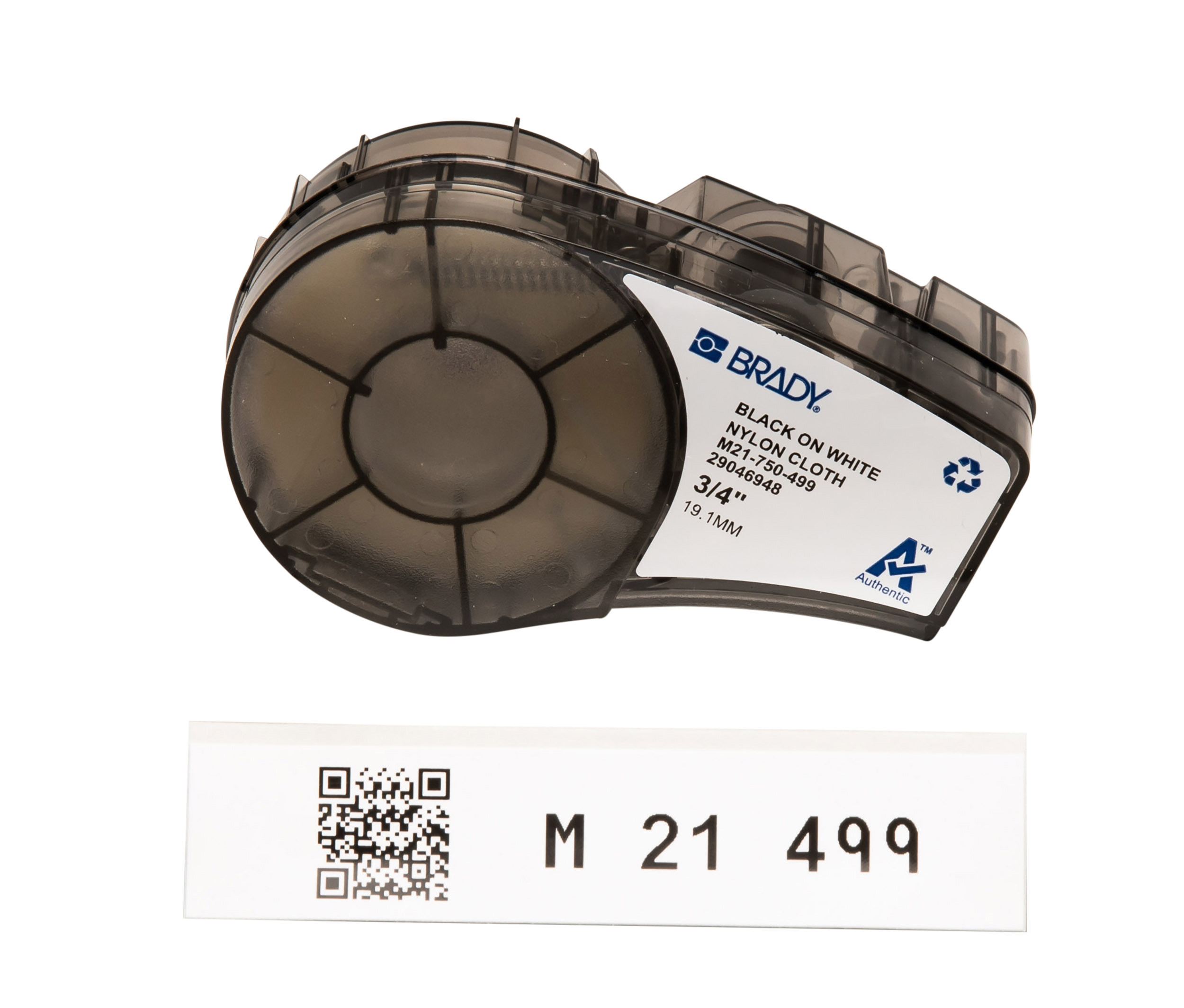 Brady Black on Black, White Label Printer Tape, 4.87 m Length, 19.05 mm Width, 4.90 m Label Length, 19.05 mm Label Width