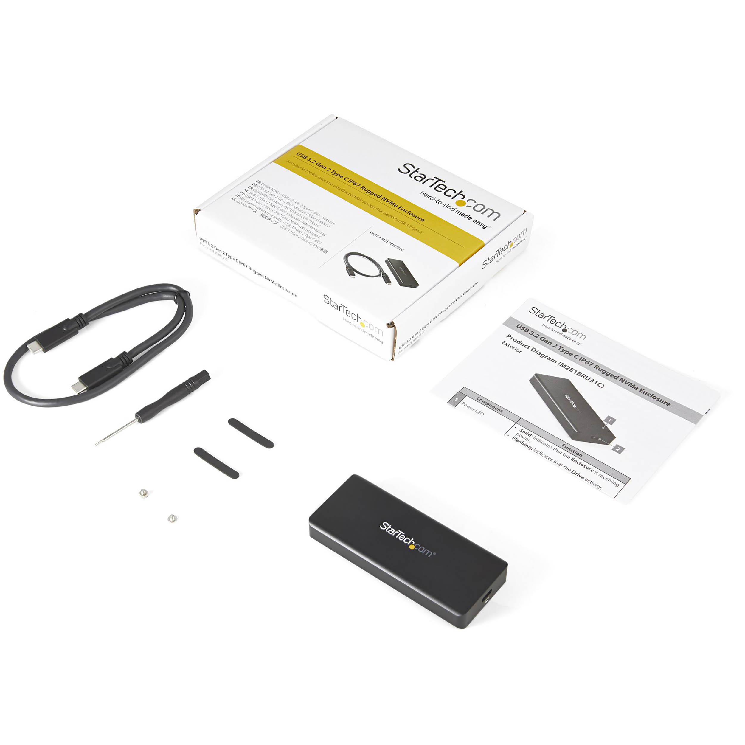m2e1bru31c StarTech.com 0.86 in M.2 Nvme Hard Drive Enclosure USB 3.1