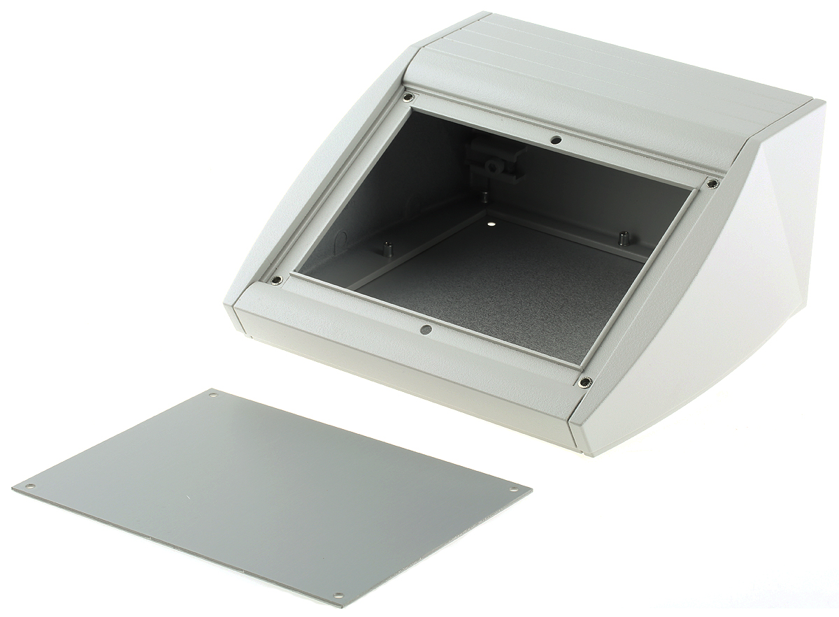 m5320105rs METCASE Unidesk Series Black RAL 9005, RAL 7035 Aluminium Enclosure Desktop Enclosure Sloped Front, 200 mm 102 mm, 400