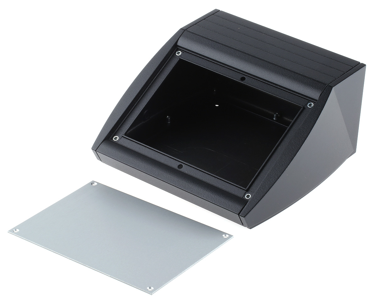 m5320109rs METCASE Unidesk Series Black Aluminium Desktop Enclosure Sloped Front, 200 mm 102 mm, 200 mm