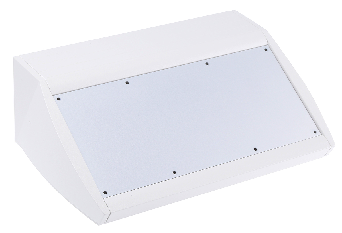 METCASE Unidesk Series Black, Grey Aluminium Enclosure Desktop Enclosure Sloped Front 102 mm, 7.84 in