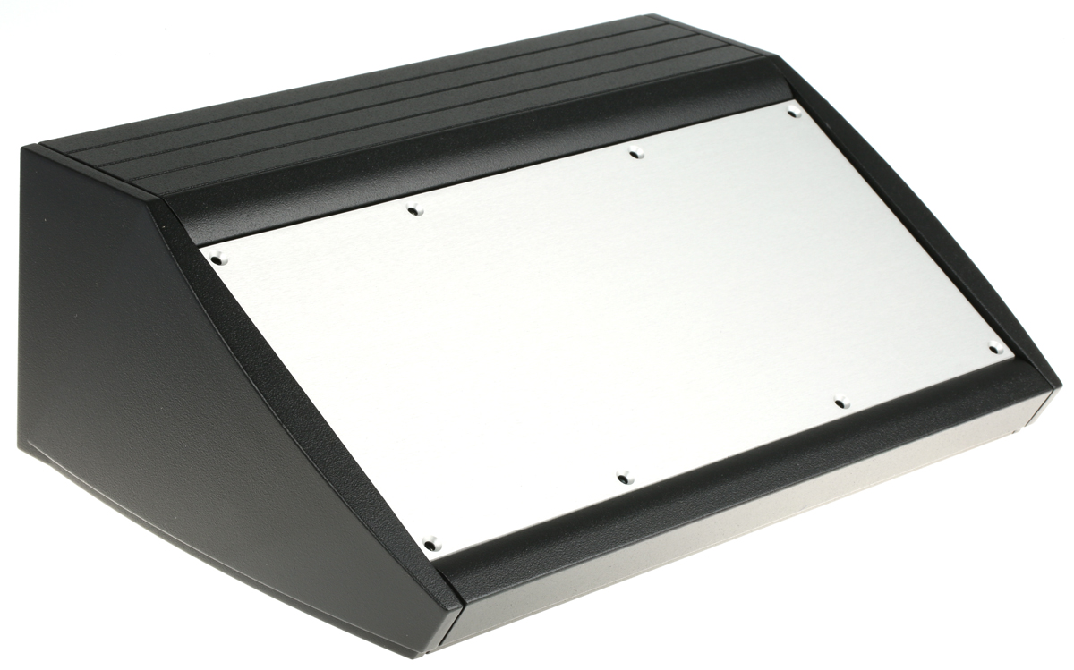 METCASE Unidesk Series Black, Grey Aluminium Enclosure Desktop Enclosure Sloped Front 102 mm, 200 mm