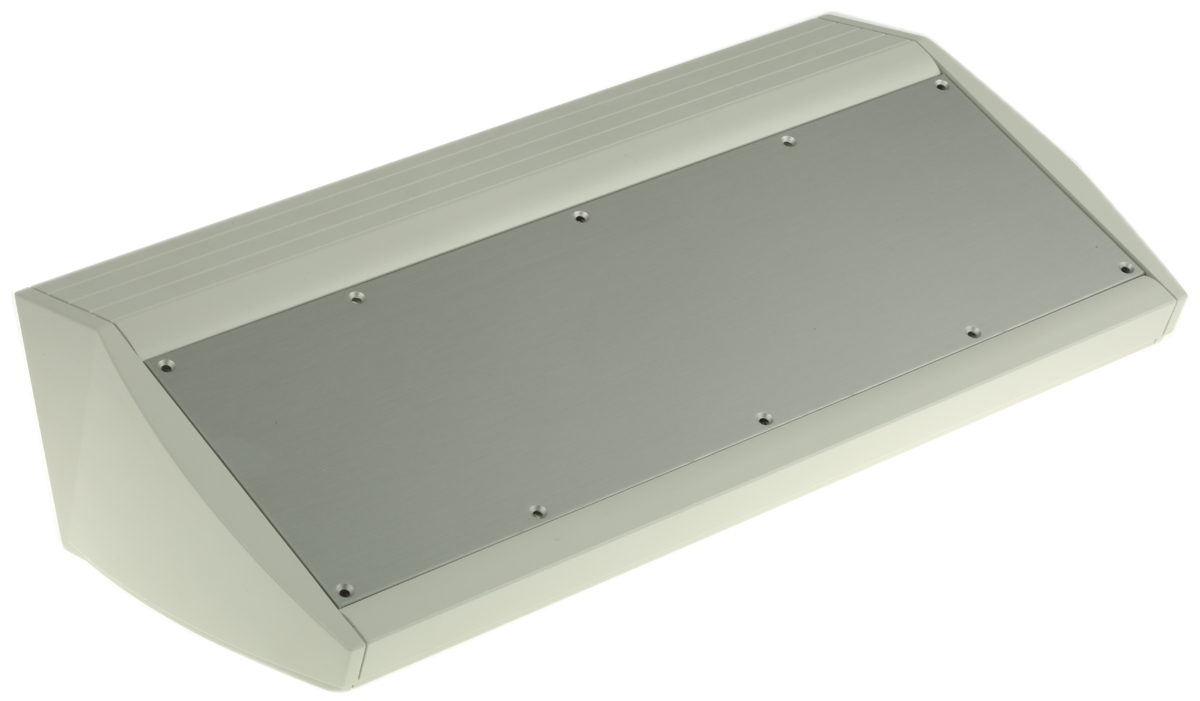 METCASE Grey, Black Aluminium Enclosure Desktop Enclosure Sloped Front 102 mm, 7.84 in