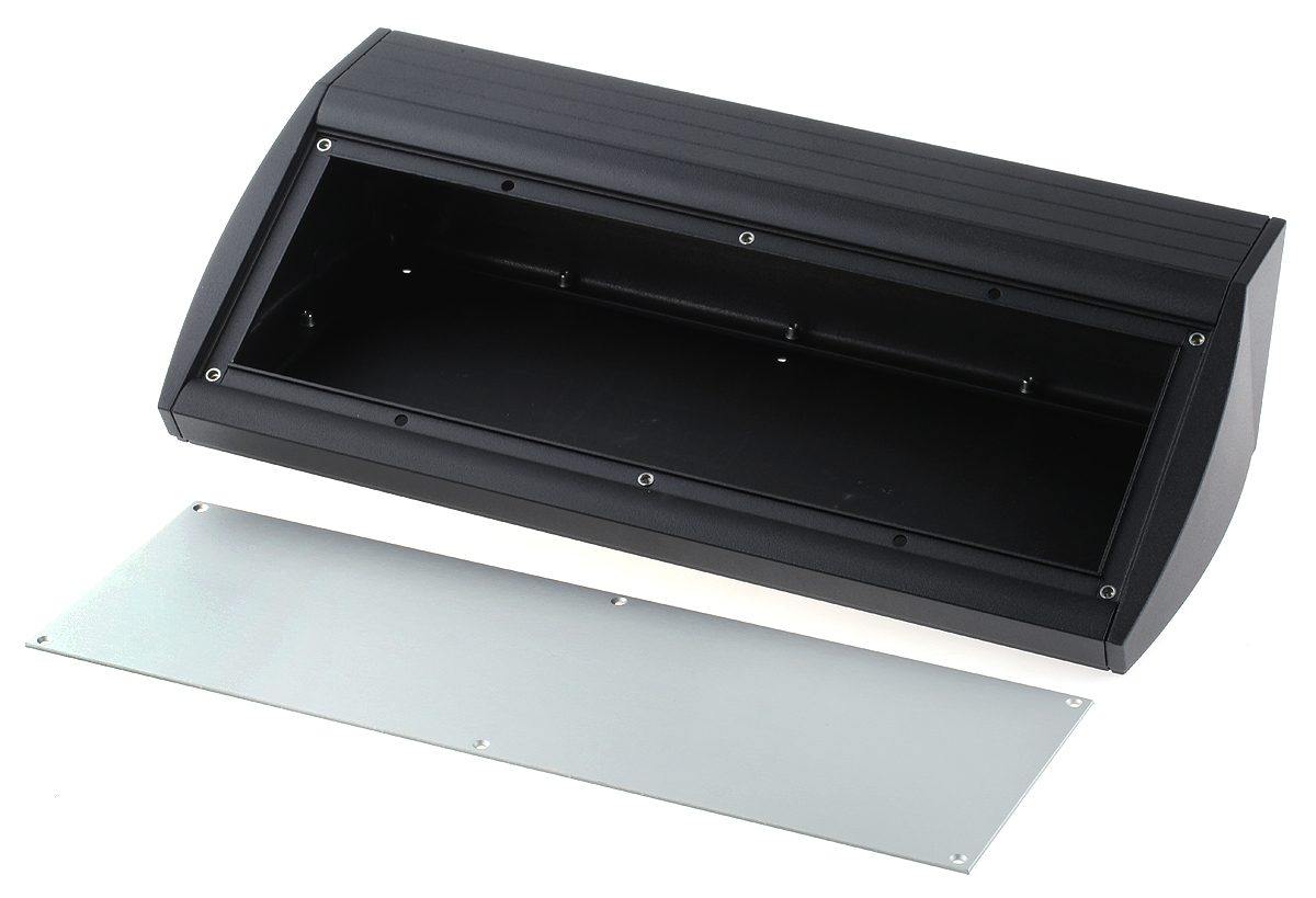 m5340109rs METCASE Unidesk Series Black Aluminium Desktop Enclosure Sloped Front, 400 mm 102 mm, 200 mm