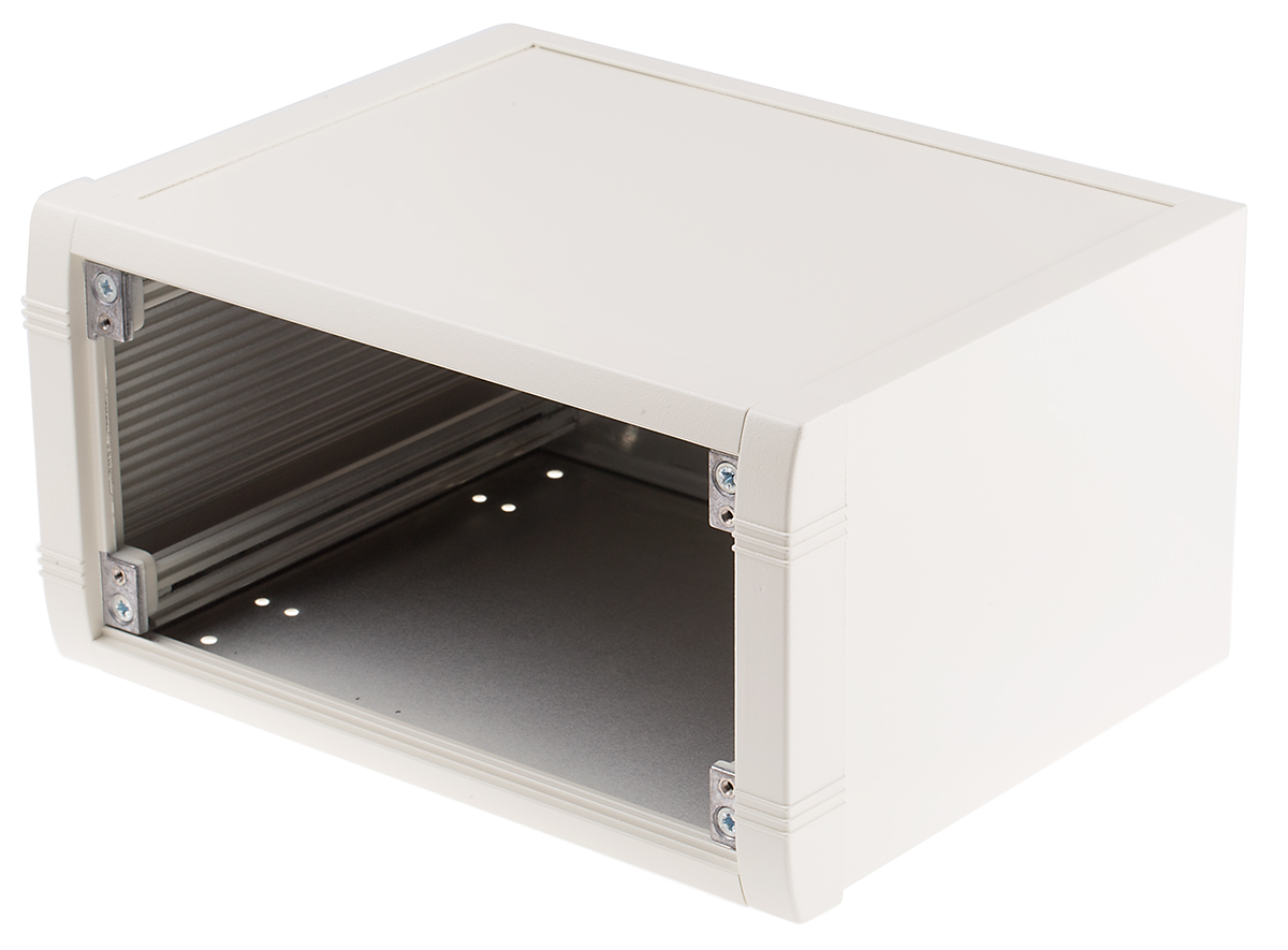 METCASE Mettec Series White Aluminium Desktop Enclosure Sloped Front, 230 mm 120 mm, 180 mm
