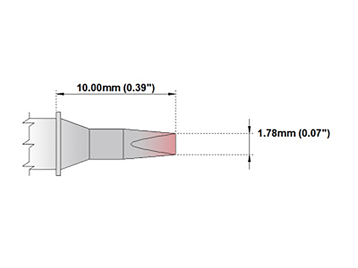 Thermaltronics 1.78 mm Straight Chisel 10 mm Soldering Iron Tip for use with MX-5000, TMT-9000S-2, MX-5200, TMT-9000S-1,