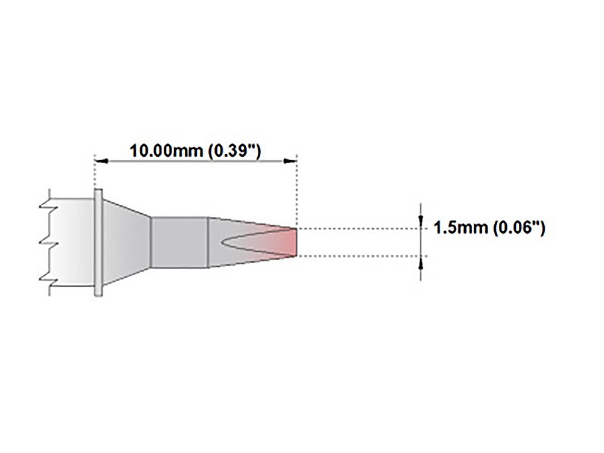 Thermaltronics 1.5 mm Straight Chisel 10 mm Soldering Iron Tip for use with MX-500, MX-5200, TMT-9000S-2, TMT-9000S-1,