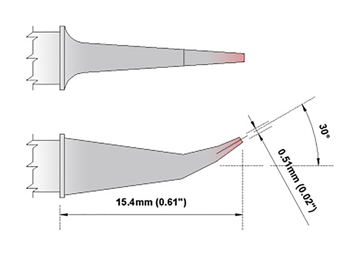 Thermaltronics 0.51 mm Bent Chisel 15.4 mm Soldering Iron Tip for use with MX-500, TMT-9000S-2, TMT-9000S-1, MX-5000,