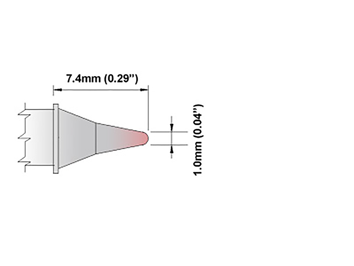 Thermaltronics 1.00 mm Conical Sharp 7.4 mm Soldering Iron Tip for use with MX-5000, TMT-9000S-2, MX-500, MX-5200,