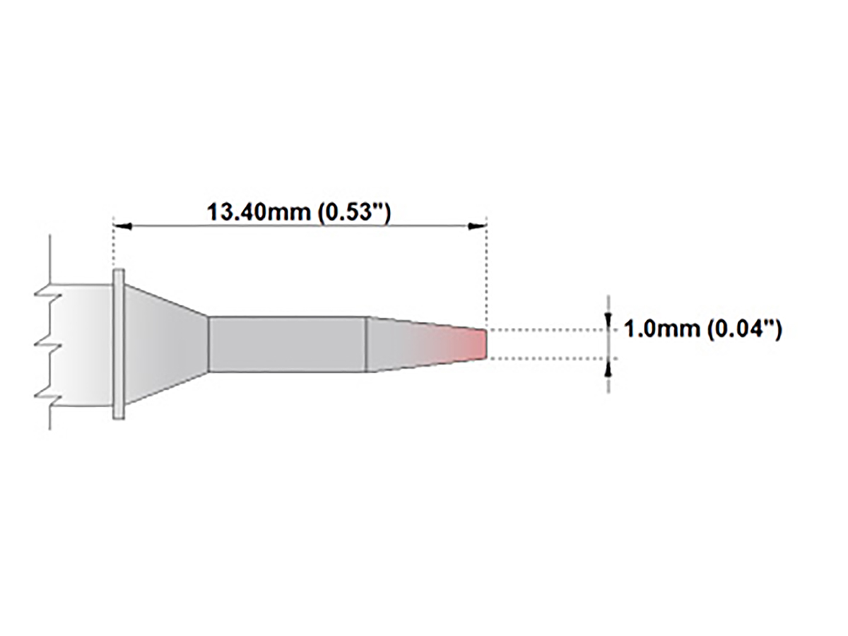 Thermaltronics 1.00 mm Conical Sharp 13.4 mm Soldering Iron Tip for use with TMT-9000S-2, MX-500, TMT-9000S-1, MX-5200,