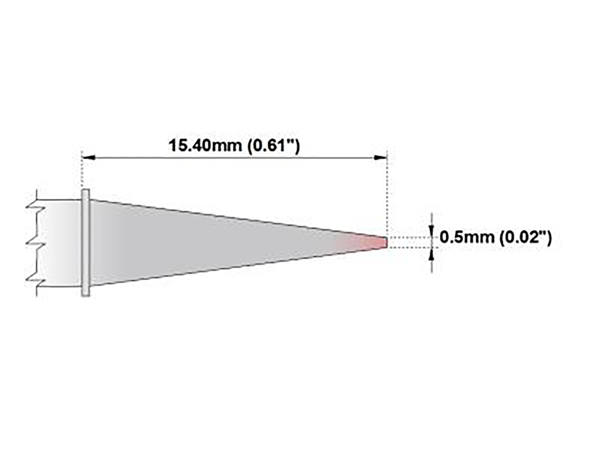 Thermaltronics 0.5 mm Conical Sharp 15.4 mm Soldering Iron Tip for use with MX-5200, TMT-9000S-1, MX-500, MX-5000,