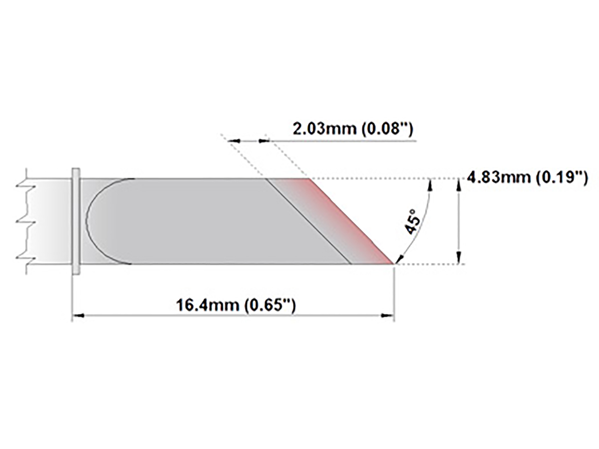 Thermaltronics 4.83 mm Straight Knife 16.4 mm Soldering Iron Tip for use with MX-5000, MX-500, TMT-9000S-1, MX-5200,