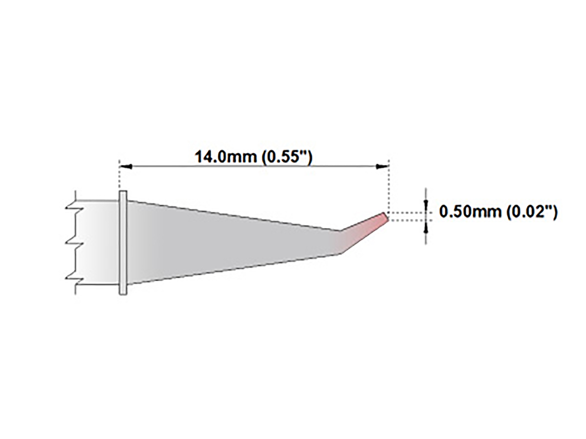 Thermaltronics 0.5 mm Bent Sharp 13.4 mm Soldering Iron Tip for use with MX-500, MX-5200, MX-5000, TMT-9000S-2,