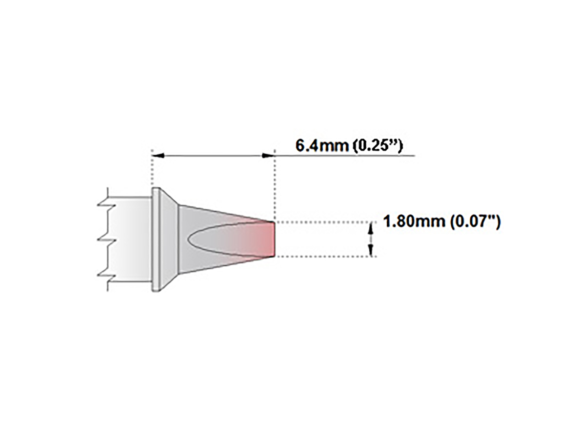 Thermaltronics 1.8 mm Straight Chisel 6.4 mm Soldering Iron Tip for use with MX-5000, TMT-9000S-2, MX-500, TMT-9000S-1,