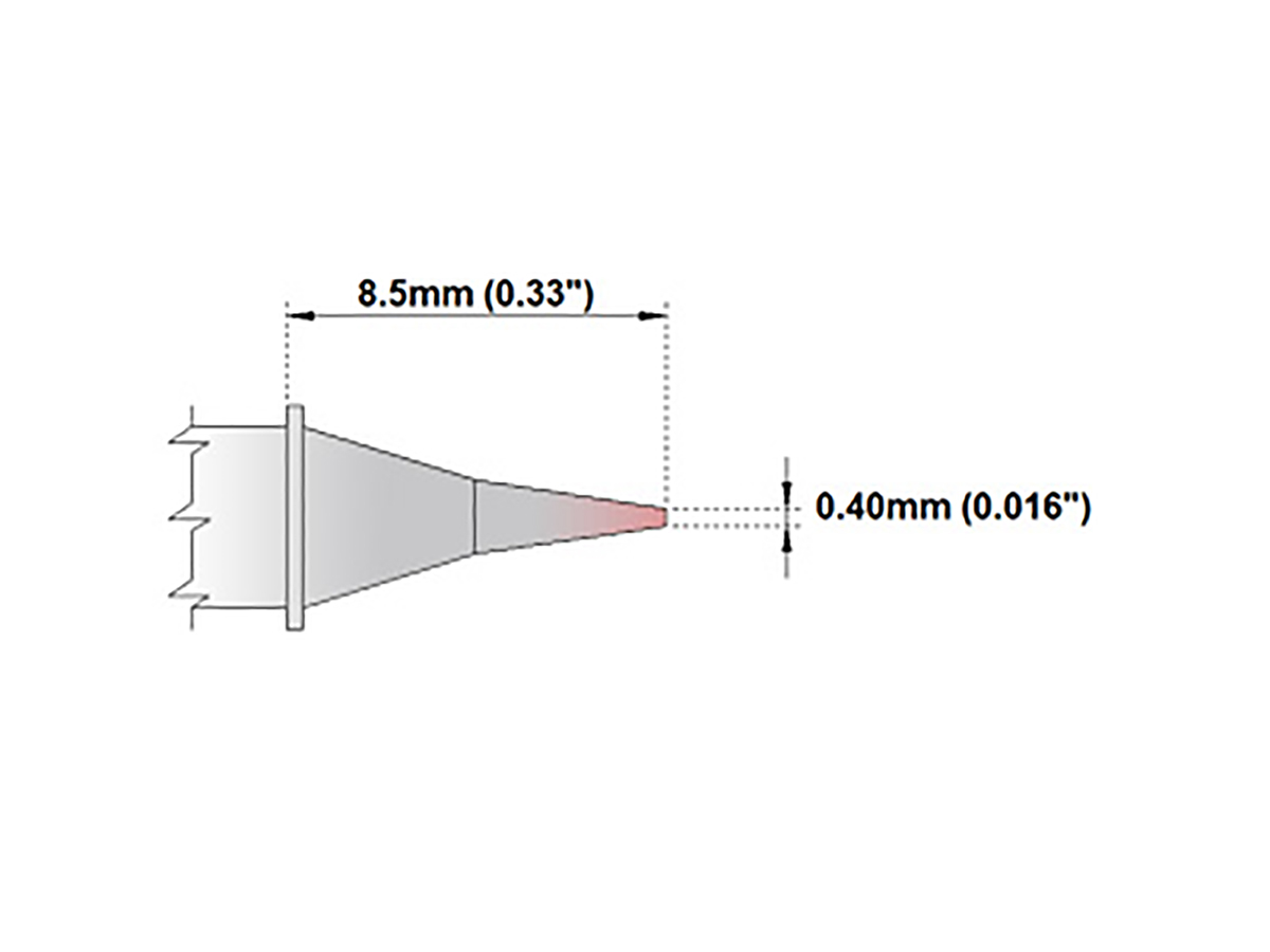 Thermaltronics 0.4 mm Conical Sharp 8.5 mm Soldering Iron Tip for use with TMT-9000S-2, TMT-9000S-1, MX-5200, MX-5000,