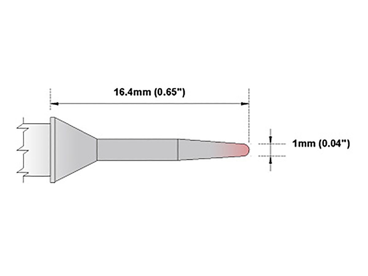 Thermaltronics 1.00 mm Conical Sharp 16.4 mm Soldering Iron Tip for use with MX-500, TMT-9000S-1, TMT-9000S-2, MX-5200,