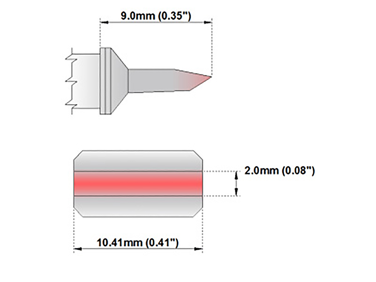 Thermaltronics 9 mm Bevel 10.41 mm Soldering Iron Tip for use with TMT-9000S-1, TMT-9000S-2, MX-500, MX-5000, MX-5200