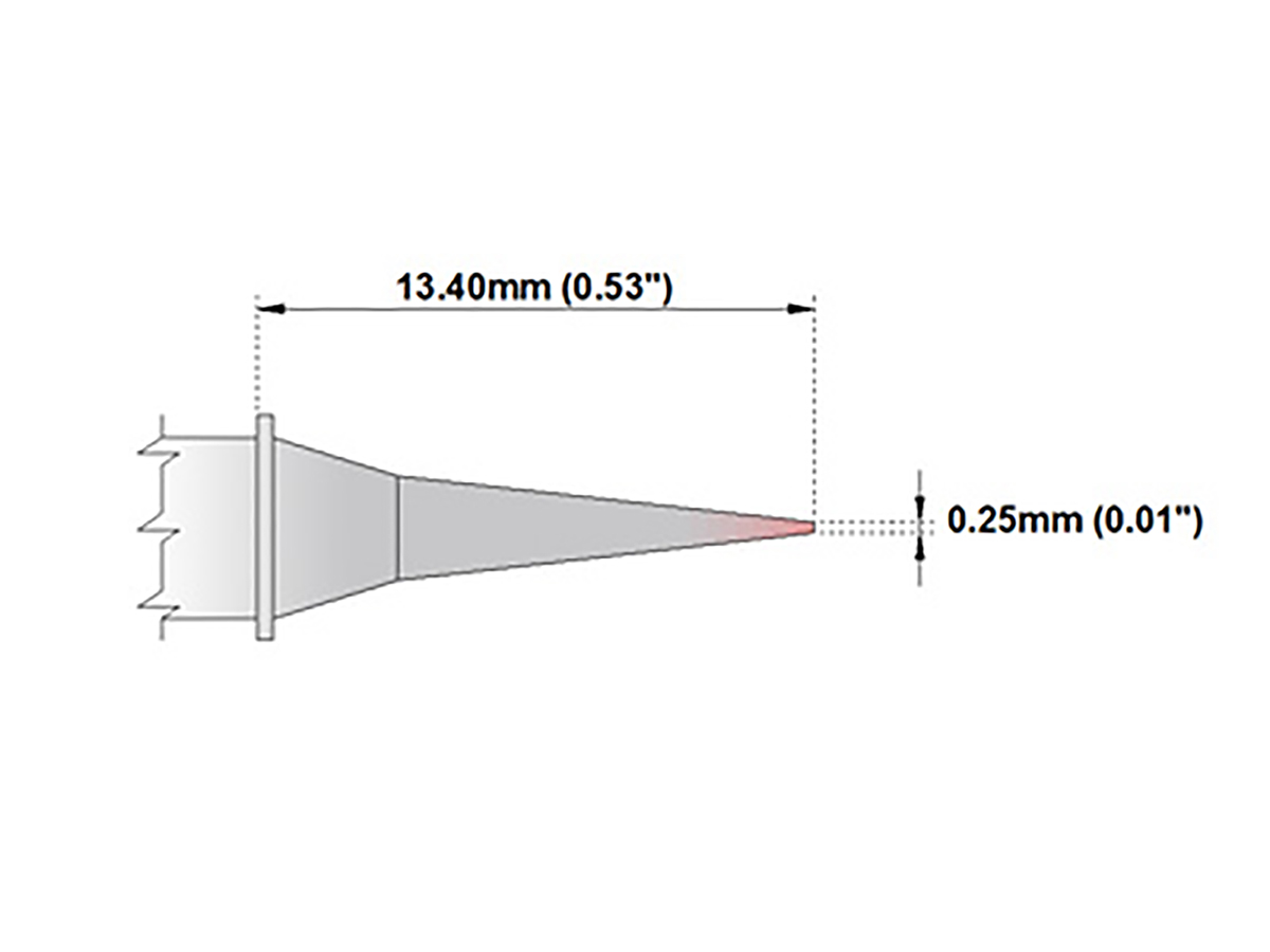 Thermaltronics 0.25 mm Micro Fine 13.4 mm Soldering Iron Tip for use with MX-5000, TMT-9000S-2, MX-5200, TMT-9000S-1,