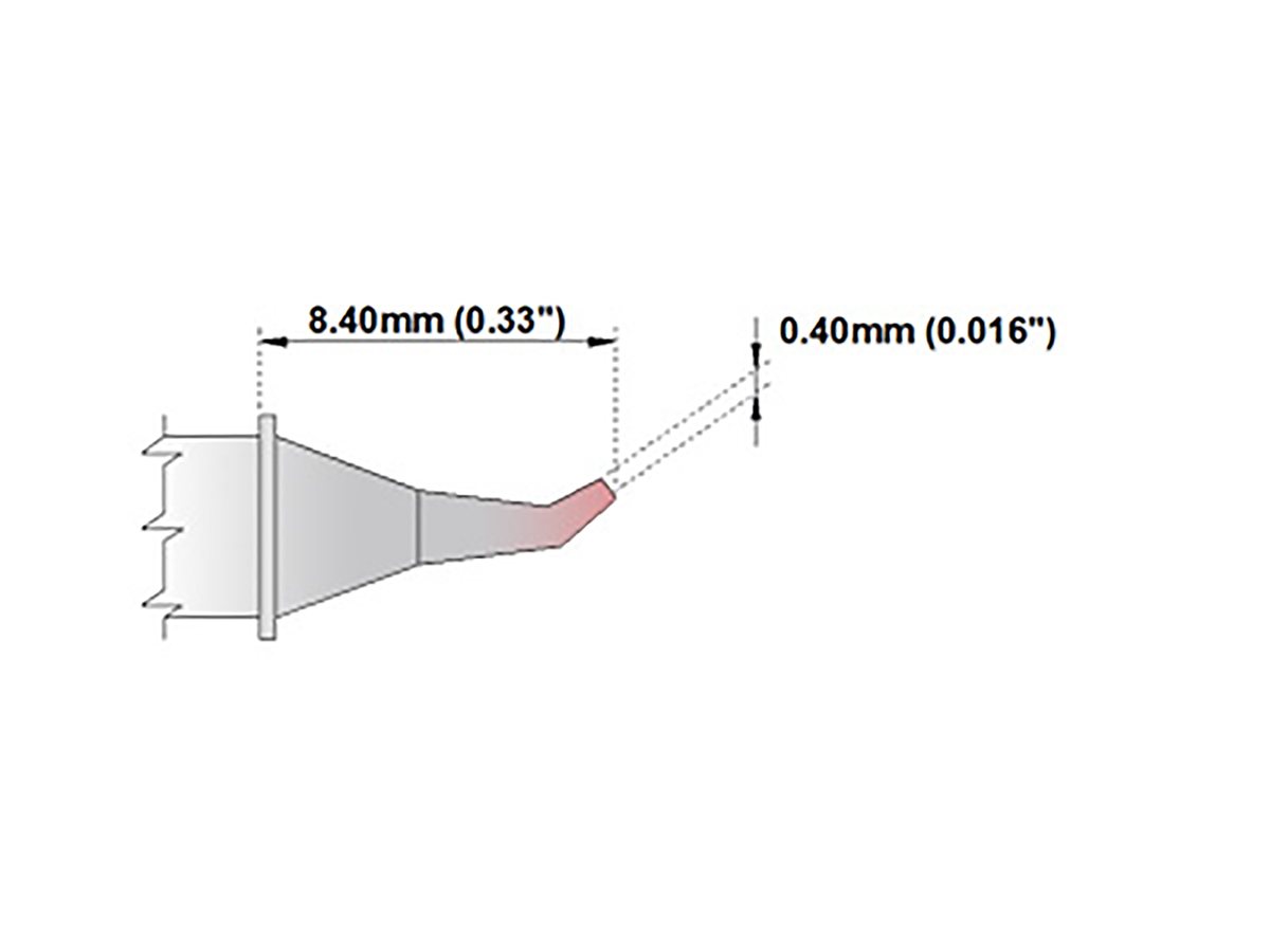 Thermaltronics 0.4 mm Bent Sharp 8.4 mm Soldering Iron Tip for use with MX-5200, TMT-9000S-1, MX-500, TMT-9000S-2,