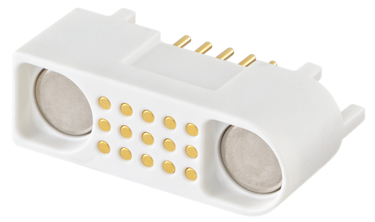 Rosenberger, MultiMag 15,  Straight Panel 15  way Magnetic Connector, Brass  Contact, PCB