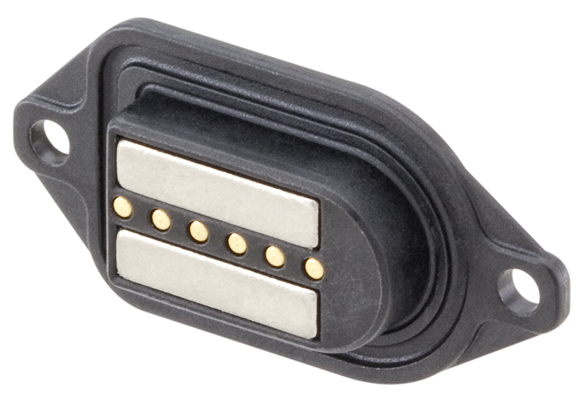 Rosenberger, MultiMag 6,  Straight Panel Mount 6  way Magnetic Connector, Brass  Contact, Solder