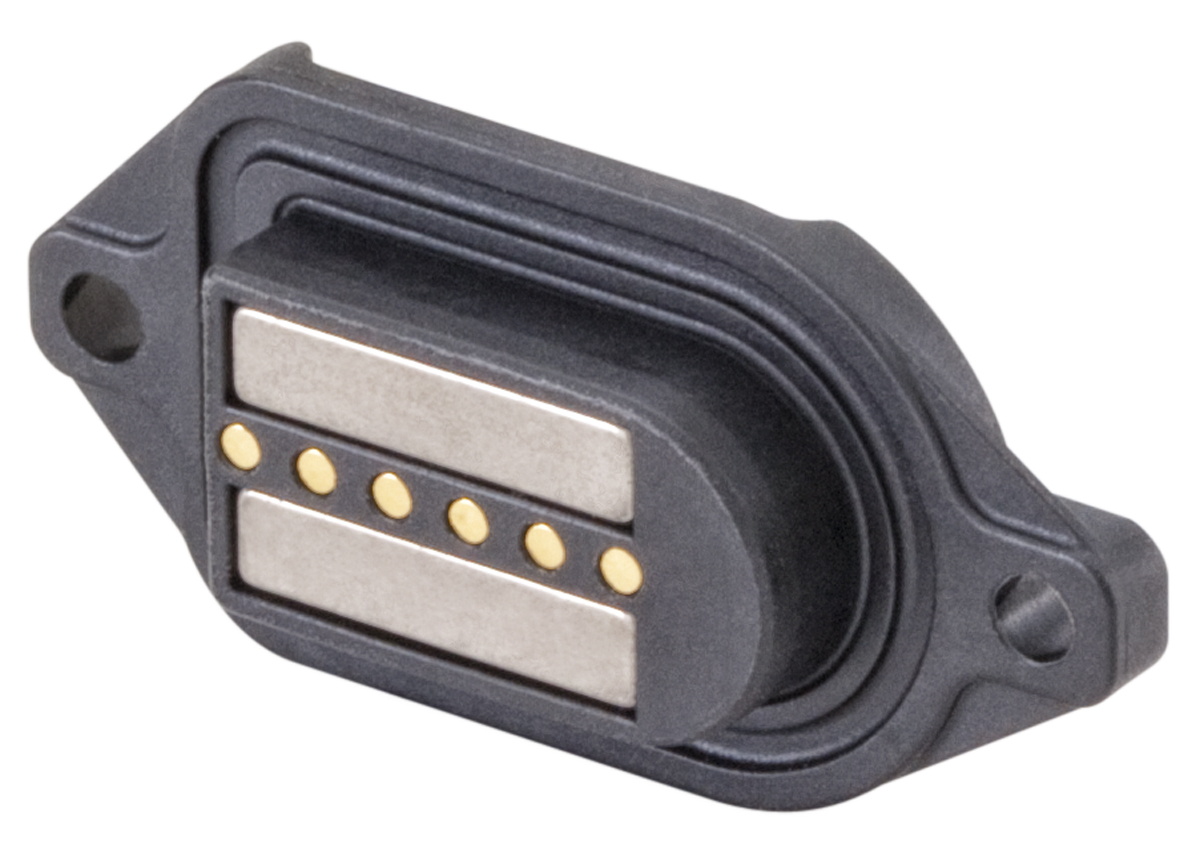 Rosenberger, MultiMag 6,  Straight Panel Mount 6  way Magnetic Connector, Brass  Contact, PCB