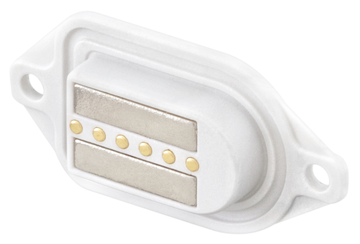 Rosenberger, MultiMag 6,  Straight Panel 6  way Magnetic Connector, Brass  Contact, Solder