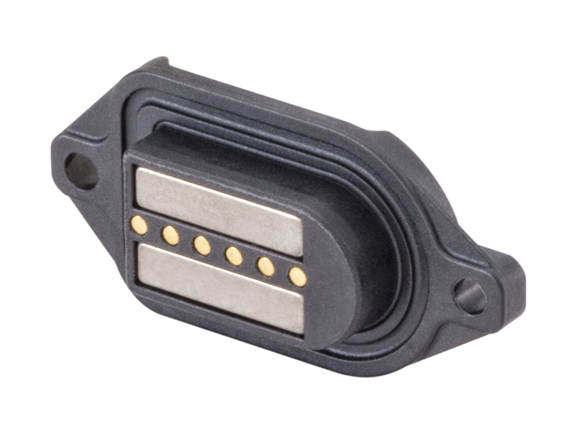 Rosenberger, MultiMag 6,  Straight Panel 6  way Magnetic Connector, Brass  Contact, Solder