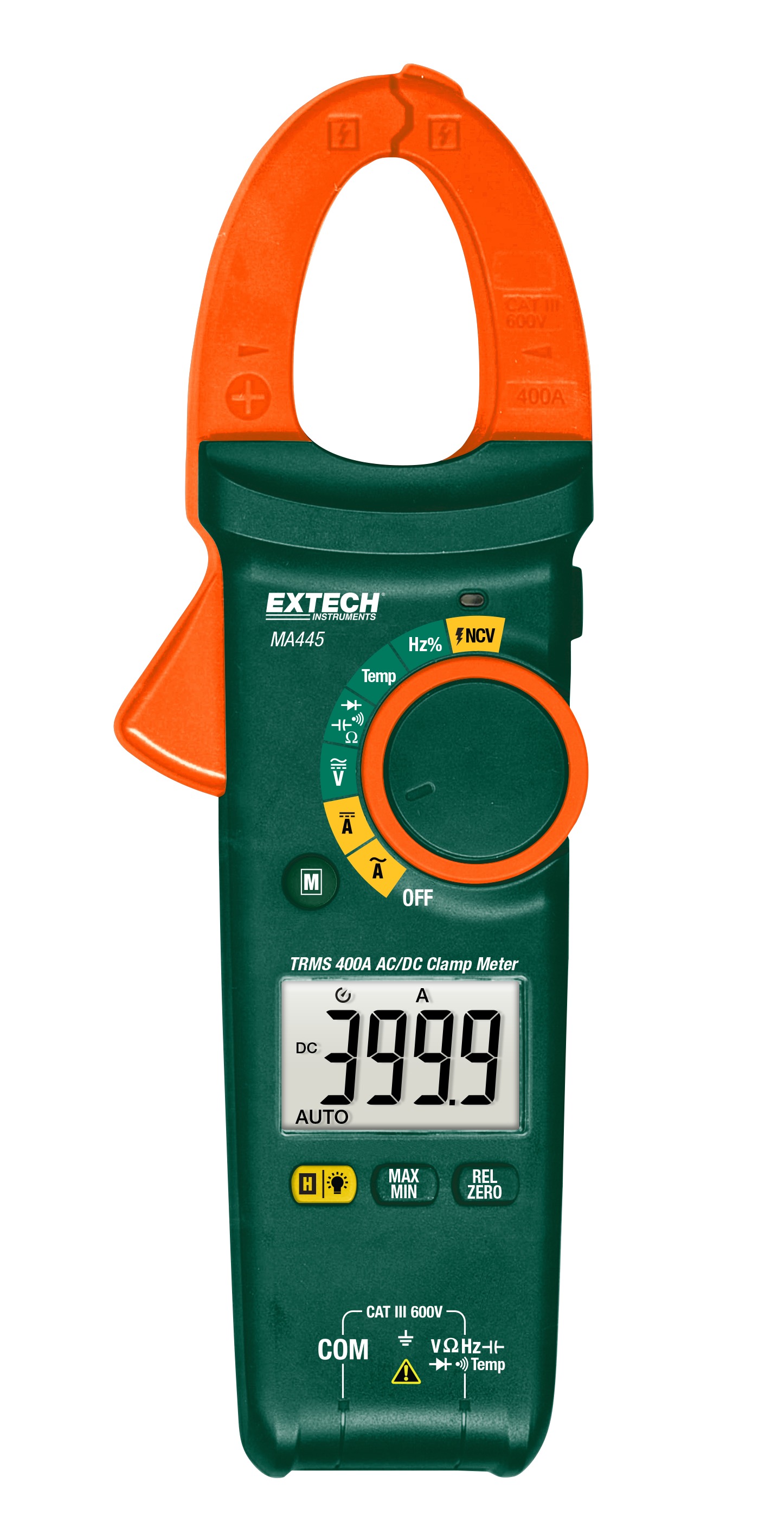 Extech MA445 Clamp Meter, 400 A 400 A 600 V dc 600 V ac CAT III Non-Contact Voltage Detector