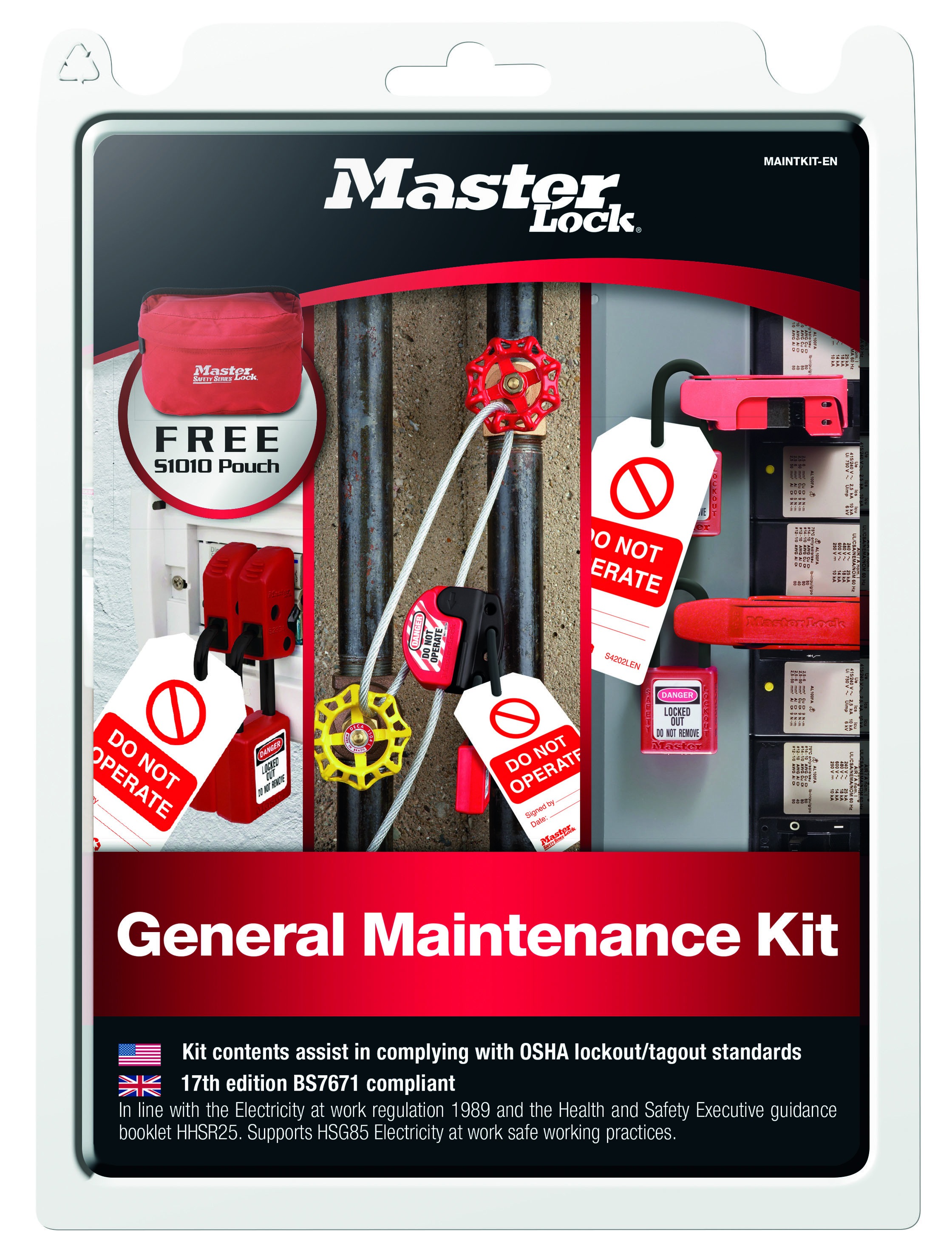 maintkit-en Master Lock Red Lockout Kit Nylon Lockout Kit
