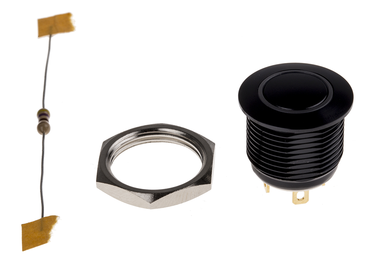 KNITTER-SWITCH MAV Series Illuminated Push Button Switch, Momentary, Panel, 16 mm Cutout, SPST, Red LED, IP67, 36 V dc