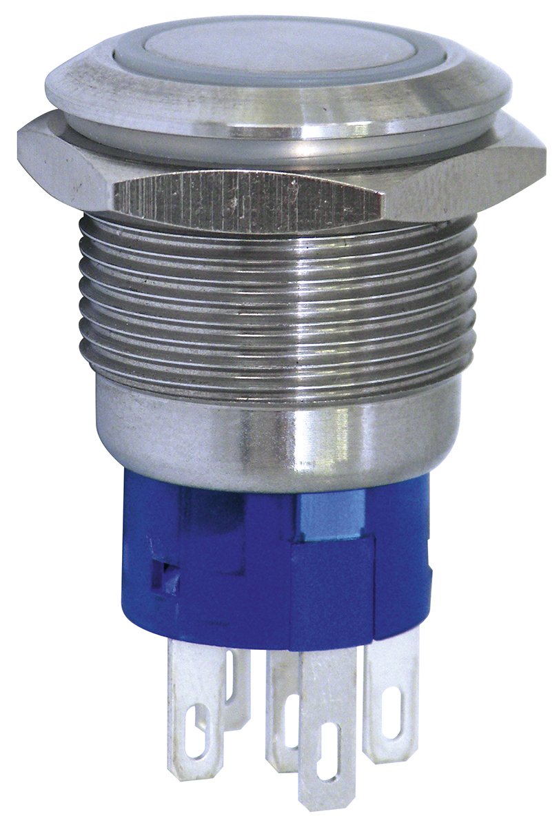 KNITTER-SWITCH MAV Series Illuminated Push Button Switch, Momentary, Panel, DPDT, White LED, IP67, 28 V dc 250 V ac