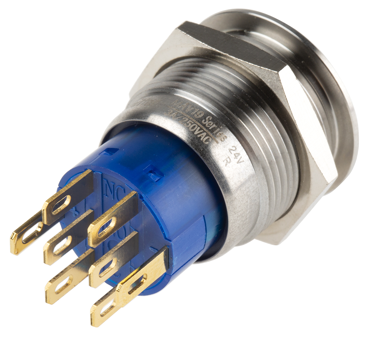 mav19a0f20e-324-jr KNITTER-SWITCH MAV Series Illuminated Push Button Switch, Momentary, Panel, DPDT, Red LED, IP67, 28 V dc 250 V ac