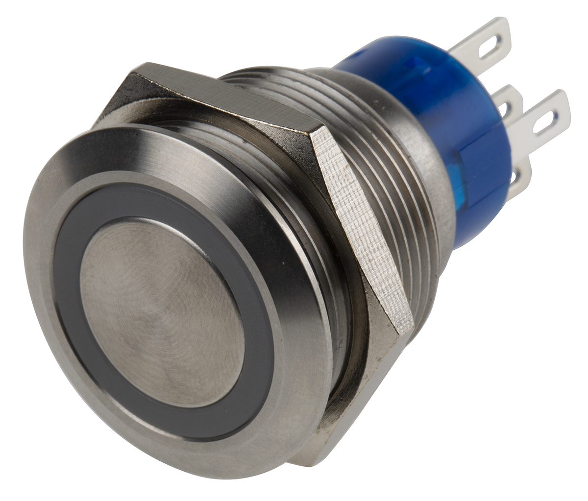 KNITTER-SWITCH MAV Series Illuminated Push Button Switch, Momentary, Panel, 22.2 mm Cutout, SPDT, Blue LED, IP67, 28 V