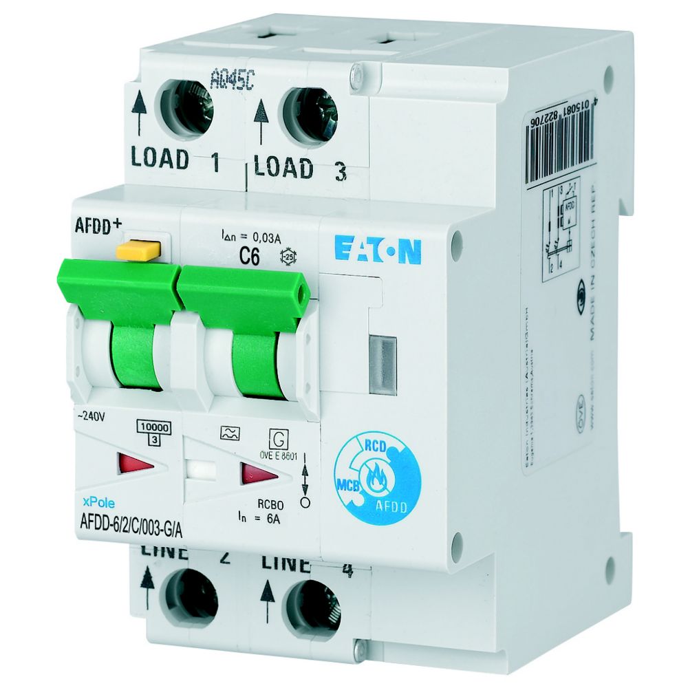Eaton Residual Current Circuit Breaker with Overload Protection, 10kA Current Rating, 2-Pole, Type C, AFDD Range, xPole