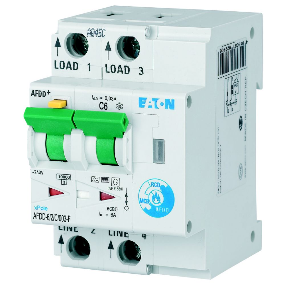 Eaton Residual Current Circuit Breaker with Overload Protection, 10kA Current Rating, 2-Pole, Type C, AFDD Range, xPole