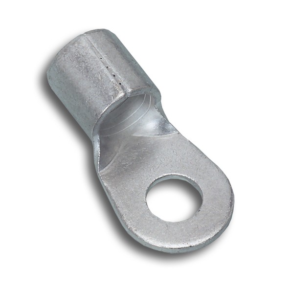MECATRACTION, MB Uninsulated Ring Terminal, M8 Stud Size 0.25 AWG, Silver