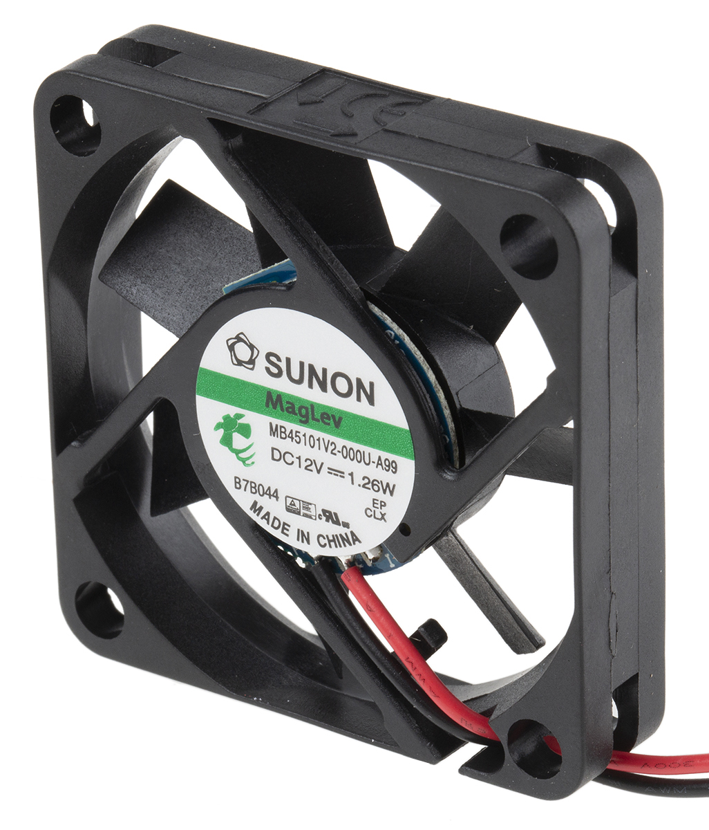 Sunon MB Series Axial Fan, 12V dc, 15.6 m³/h, 1.26 W, 105 mA Max 45 mm 45mm 10 mm