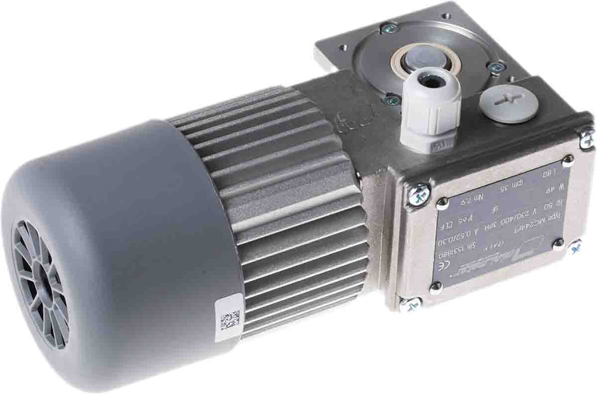 Mini Motor MC Reversible Worm AC Geared Motor, 49 W, 3 Phase, 24-Pole, 230V, 400 V, Flange, Foot Mounting