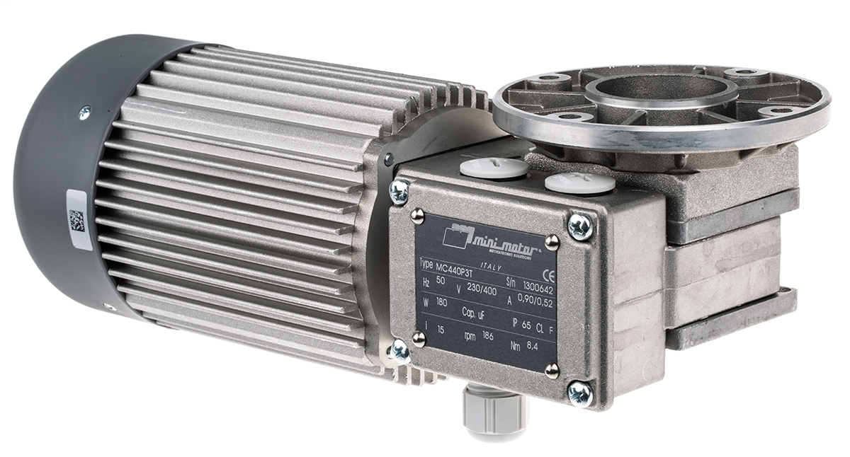 Mini Motor MC Reversible Worm AC Geared Motor, 180 W, 3 Phase, 24-Pole, 230V, 400 V, Foot, Flange Mounting