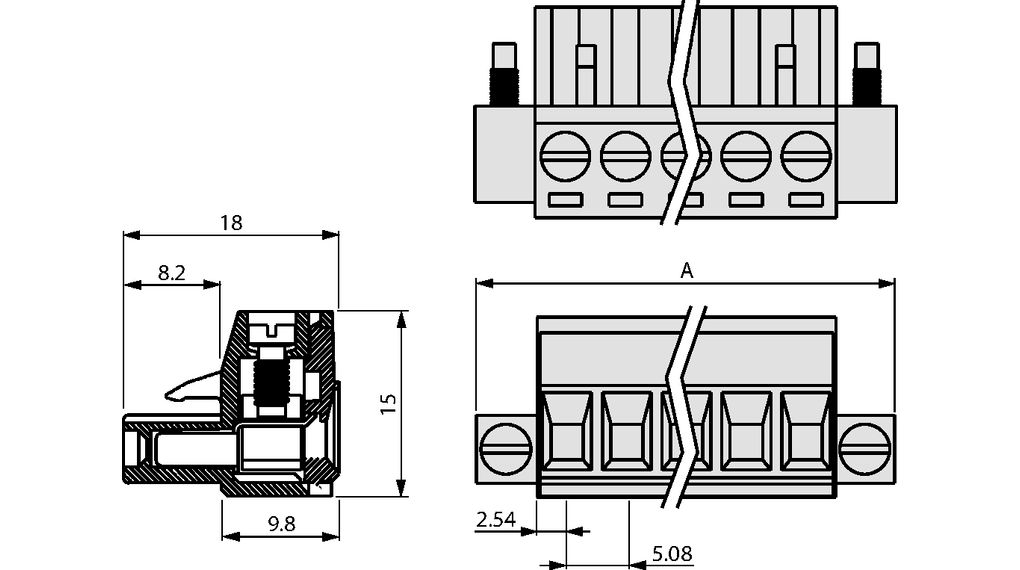 mc101-50803 Deca MC Series Pluggable Terminal Block, 3-Contact, 5.08 mm Pitch, 1 Row, MC101-50803