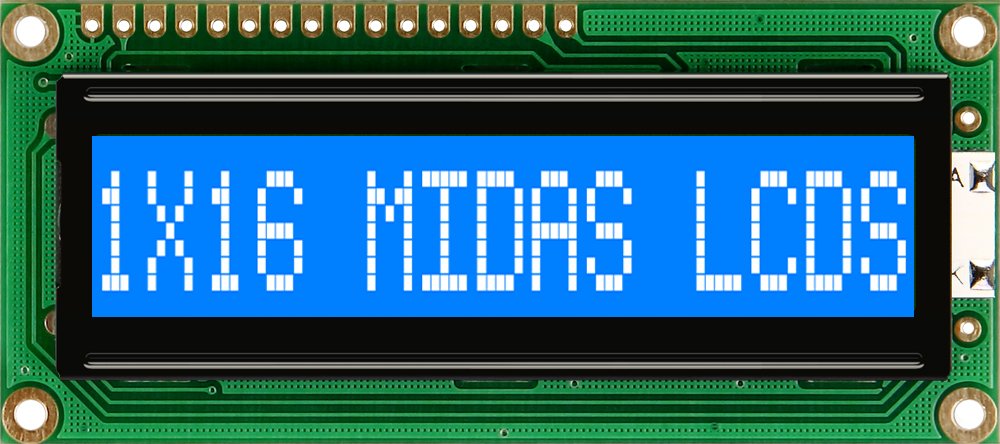 Midas MC11605A6WK-BNMLW-V2 MC STN LCD LED LCD Module, White on Green, Yellow