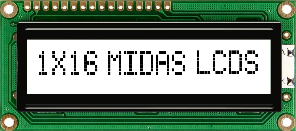 Midas MC11605A6WK-FPTLW-V2 MC STN LCD LED LCD Module, White on Green, Yellow