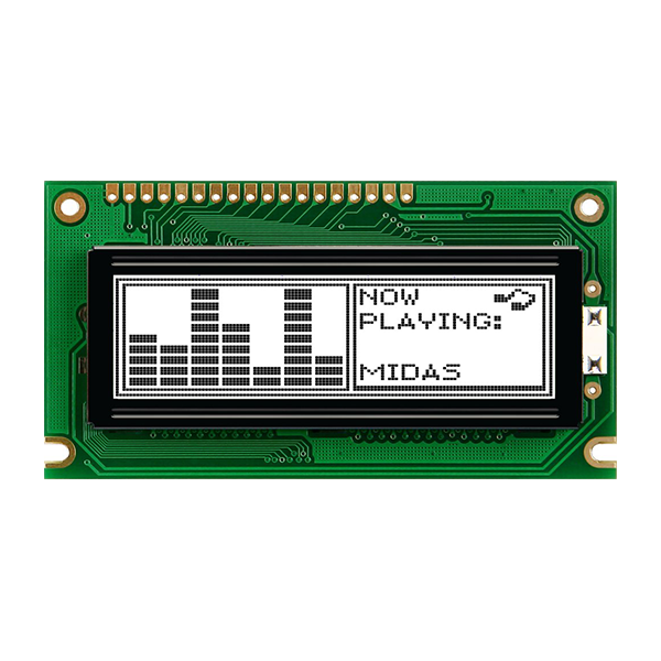 Midas MC122032B6W-FPTLW-V2 MC STN LCD LED LCD Module, White on Green, Yellow