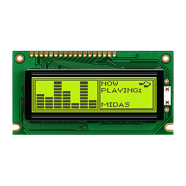 Midas MC122032B6W-SPTLY-V2 MC STN LCD LED LCD Module, Black on Green, Yellow