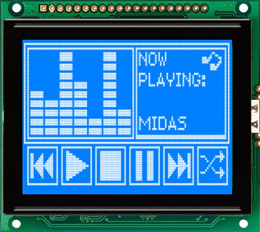 Midas MC128064D6W-BNMLW-V2 MC STN LCD LED LCD Module, White on Green, Yellow