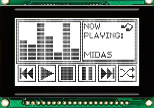 Midas MC128064E6W-FPTLW-V2 MC STN LCD LED LCD Module, White on Green, Yellow