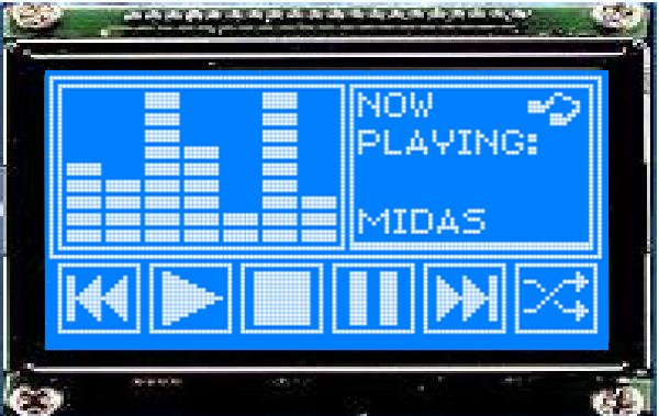 Midas MC128064F6WE-BNMLW-V2 MC STN LCD LED LCD Module, White on Green, Yellow